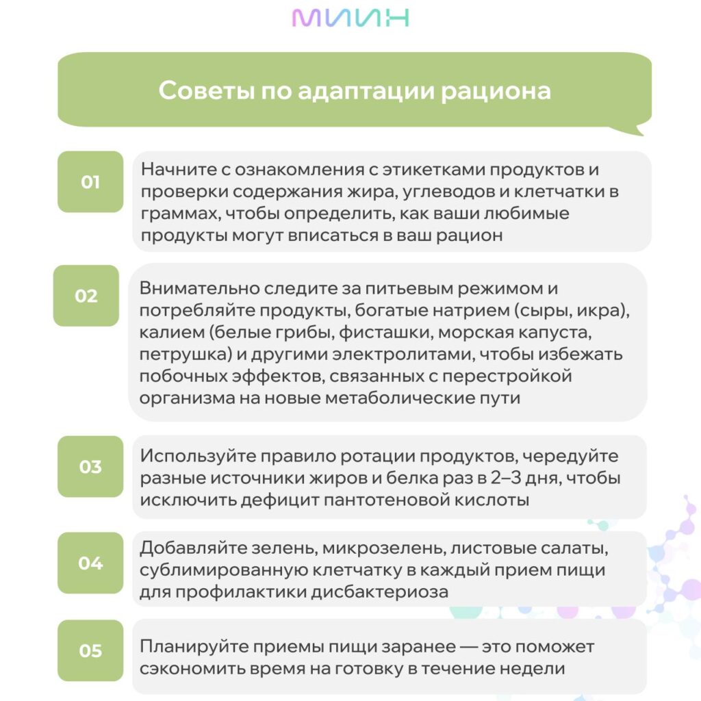 Советы по адаптации рациона