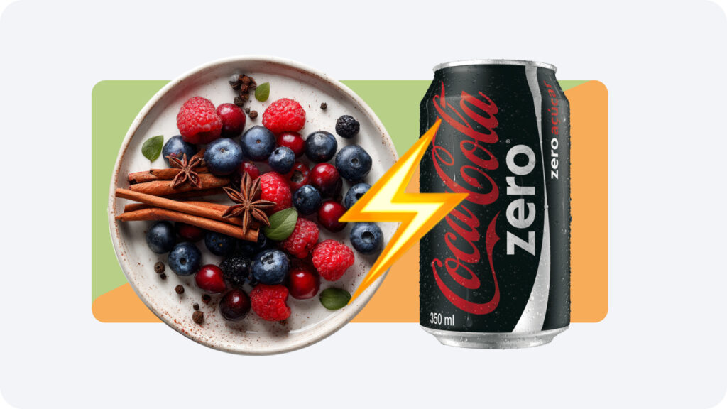 Натуральные источники сладости не приводят к резким скачкам сахара в крови и привыканию. Натуральные источники сладости (ягоды) vs сахарозаменители (банка сладкой газировки)