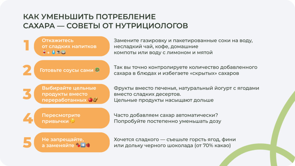 Рекомендации нутрициологов: как уменьшить потребление сахара