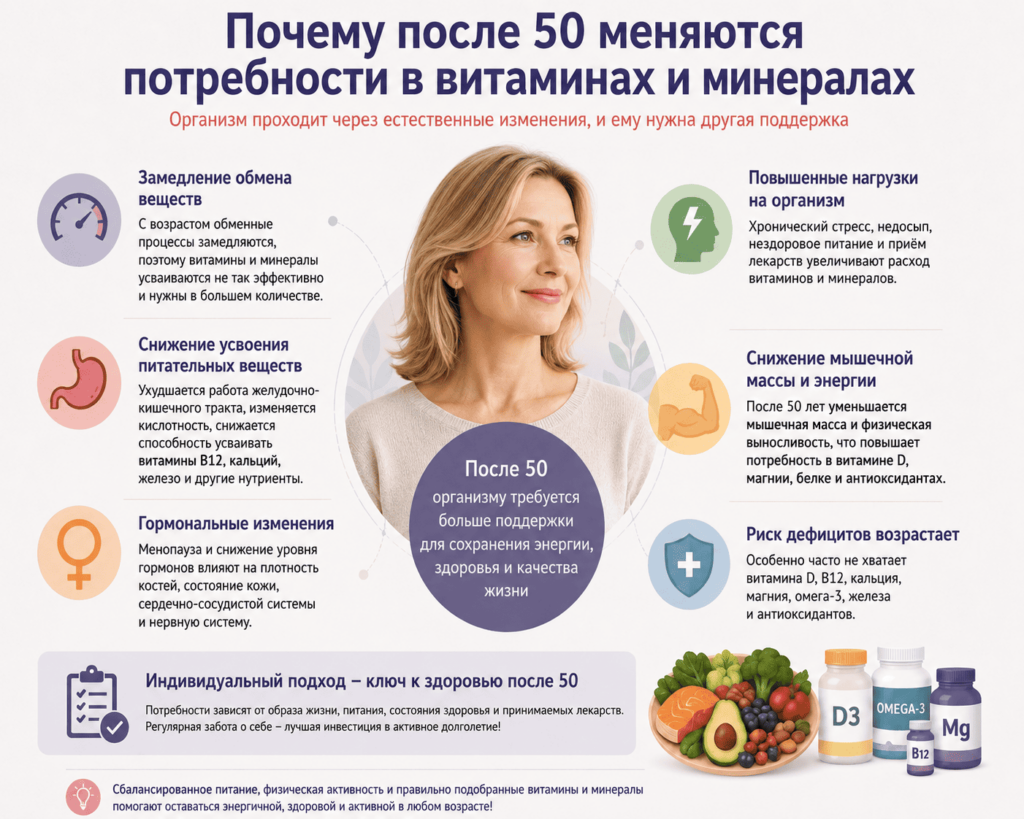 Потребность в витаминах после 50 лет