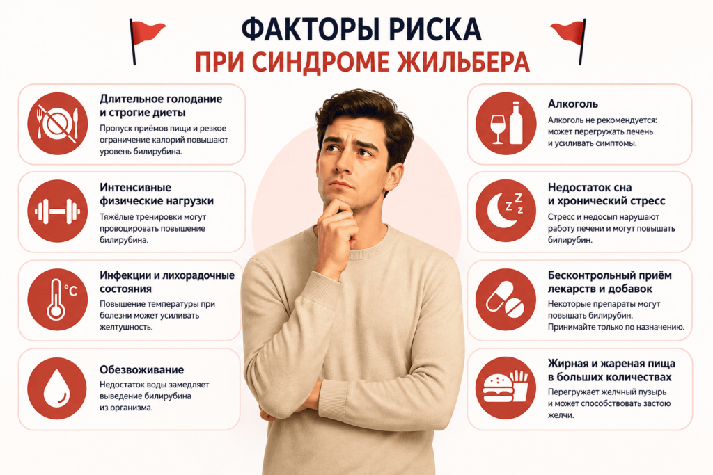 Факторы, которые повышают риск развития синдрома Жильбера