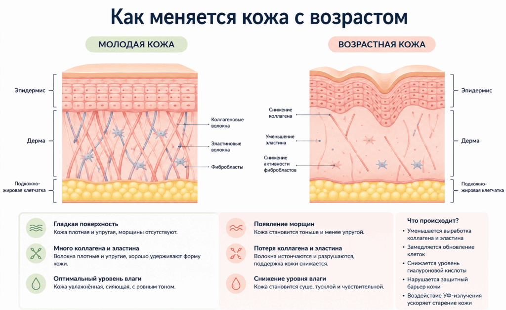 Изменения в коже с возрастом Как меняется кожа с возрастом