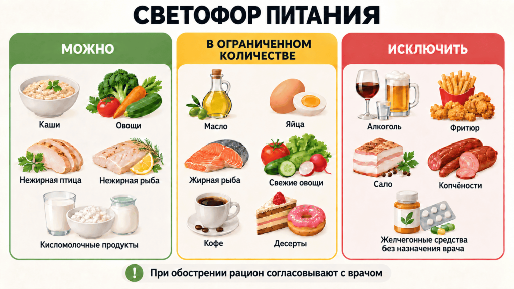 Светофор питания при холецистите